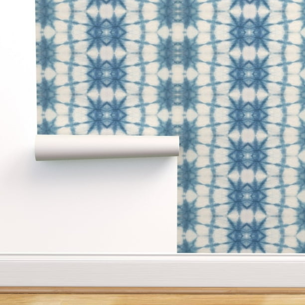 Peel-and-Stick Removable Wallpaper Shibori Indigo Blue Stripes Navy Geometric Peel-and-Stick Removable Wallpaper Shibori Indigo Blue Stripes Navy Geometric